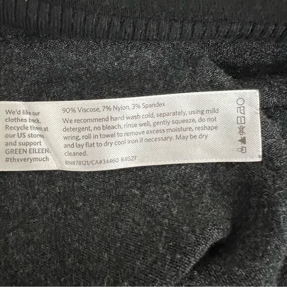 Eileen Fisher black gray contrast high low sweater long sleeve tee - Picture 5 of 5